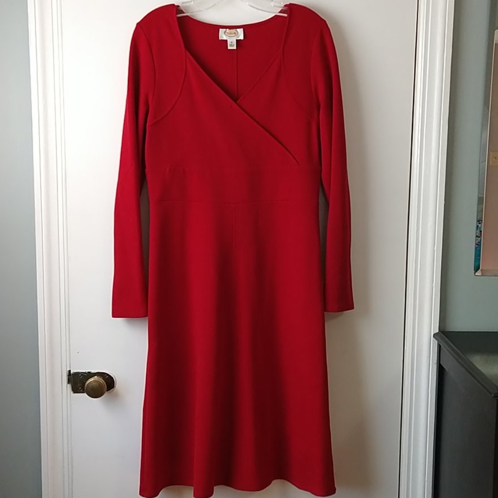 Talbots Red Knit Long sleeve Dress